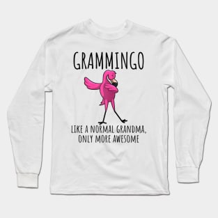 Womens Grammingo Like A Grandma Only Awesome Dabbing Flamingo Gift Long Sleeve T-Shirt